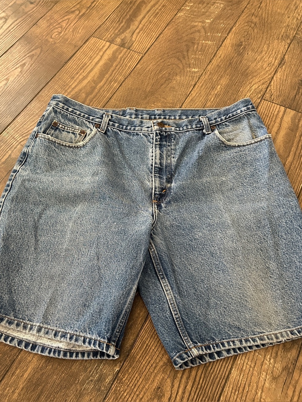 TWO PEPPER Denim Shorts Men's Size 38 x 8 Med Wash Faded Retro Vintage Jeans Dad